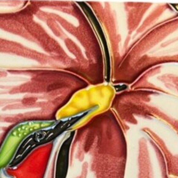 EN VOGUE Hand-Crafted 3D Hummingbird Art Tile Freestanding Hanging 8" Sq READ - Picture 9 of 15